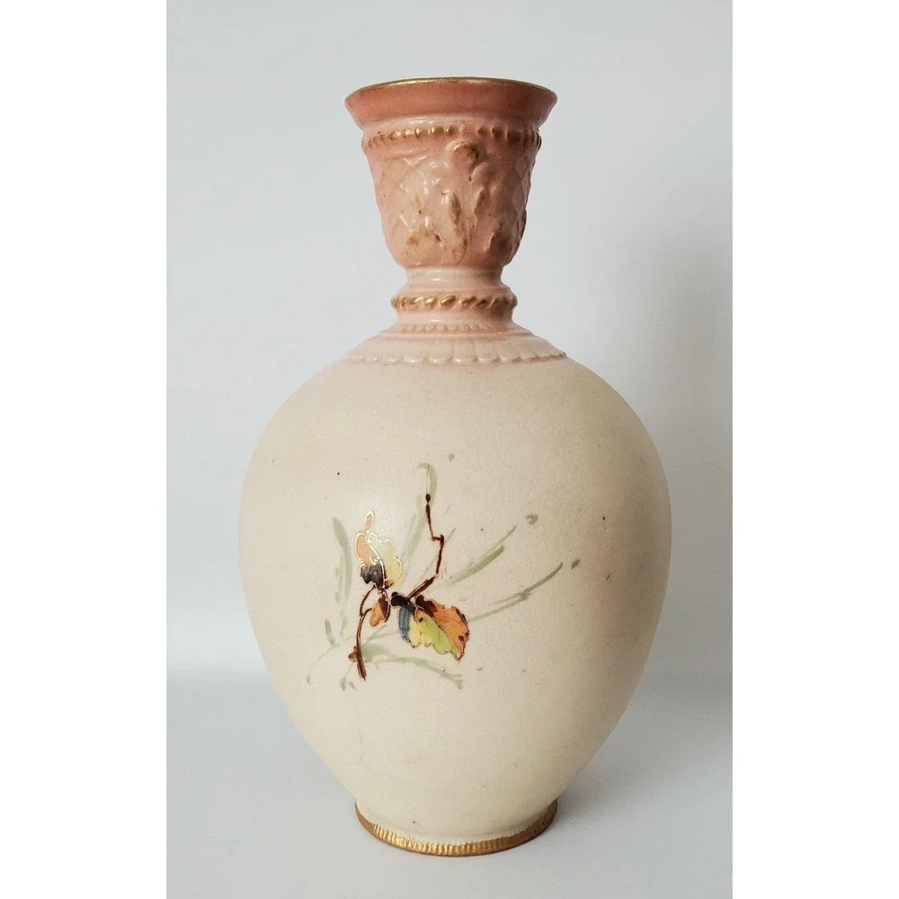 Antique Royal Bonn Floral Vase with Gilding Ceramic 9.5